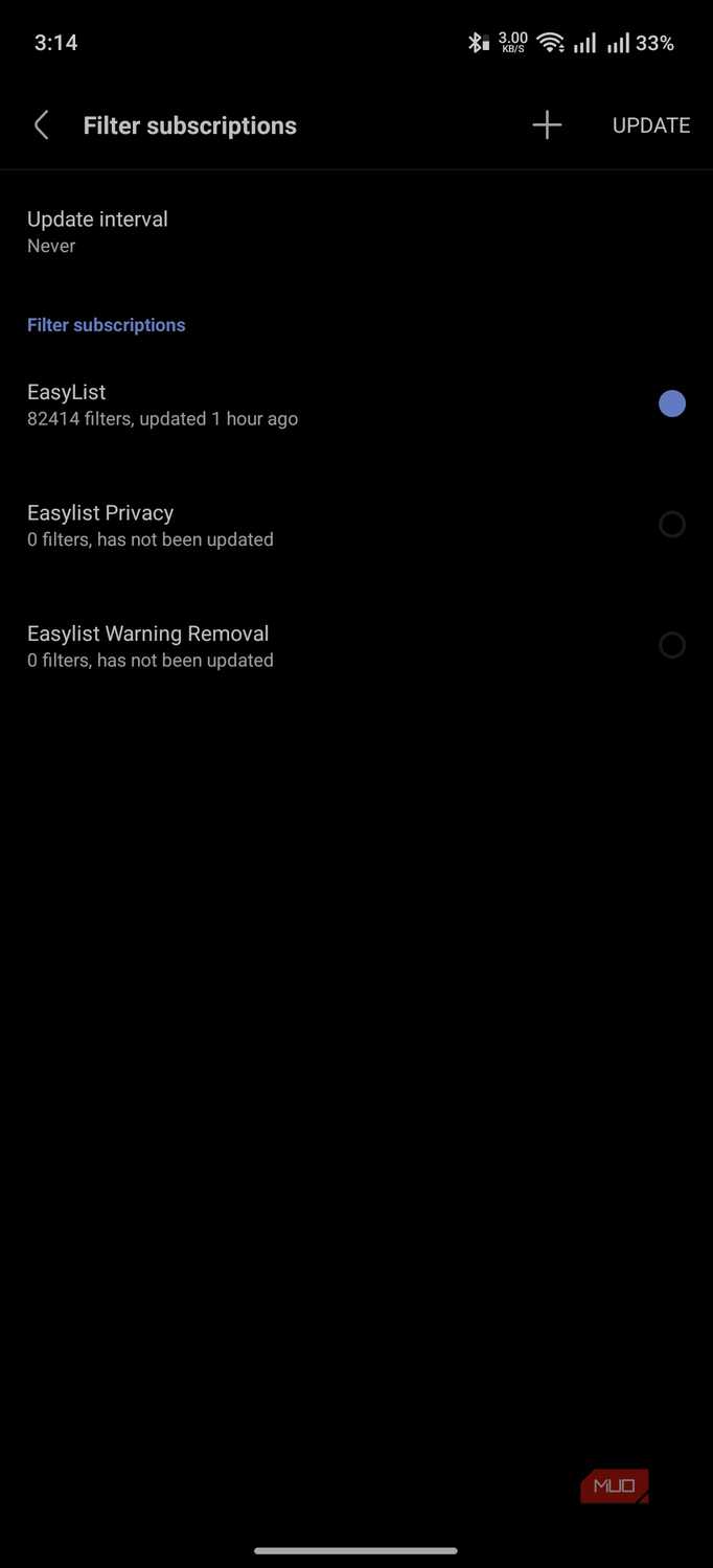 ad blocking filters on via browser