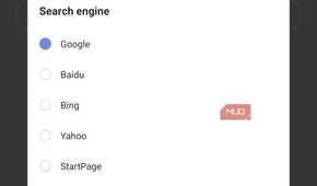 Via browser showing the search engine picker