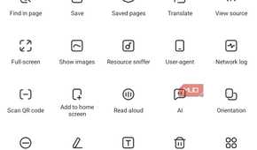 Via browser showing menu customization options