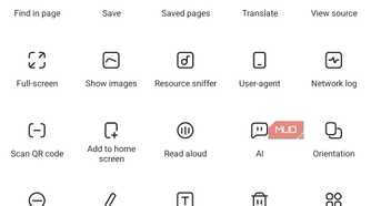 Via browser showing menu customization options