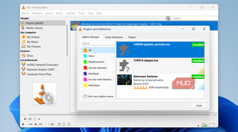 VLC extensions menu on Windows