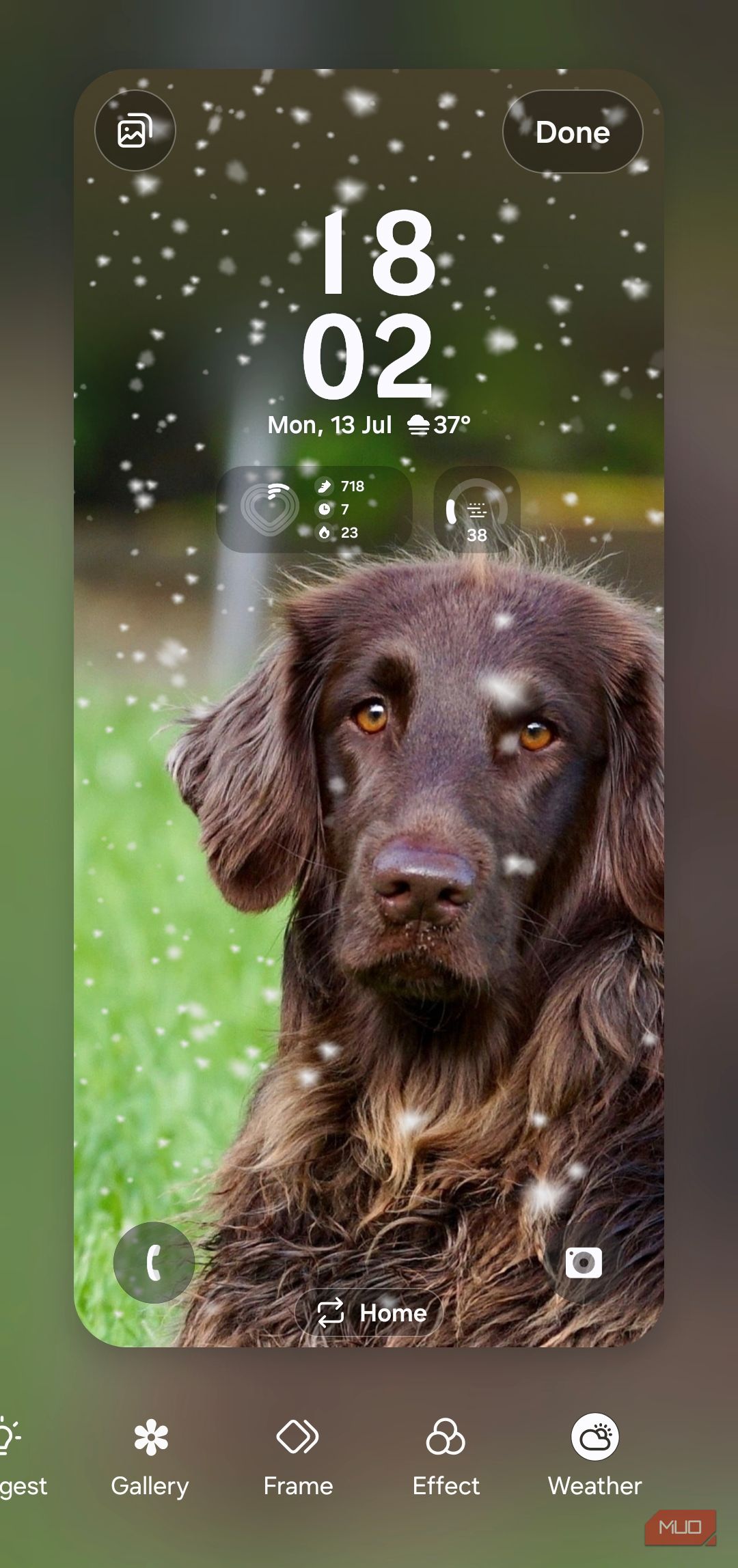 Weather wallpaper effect on Samsung phone