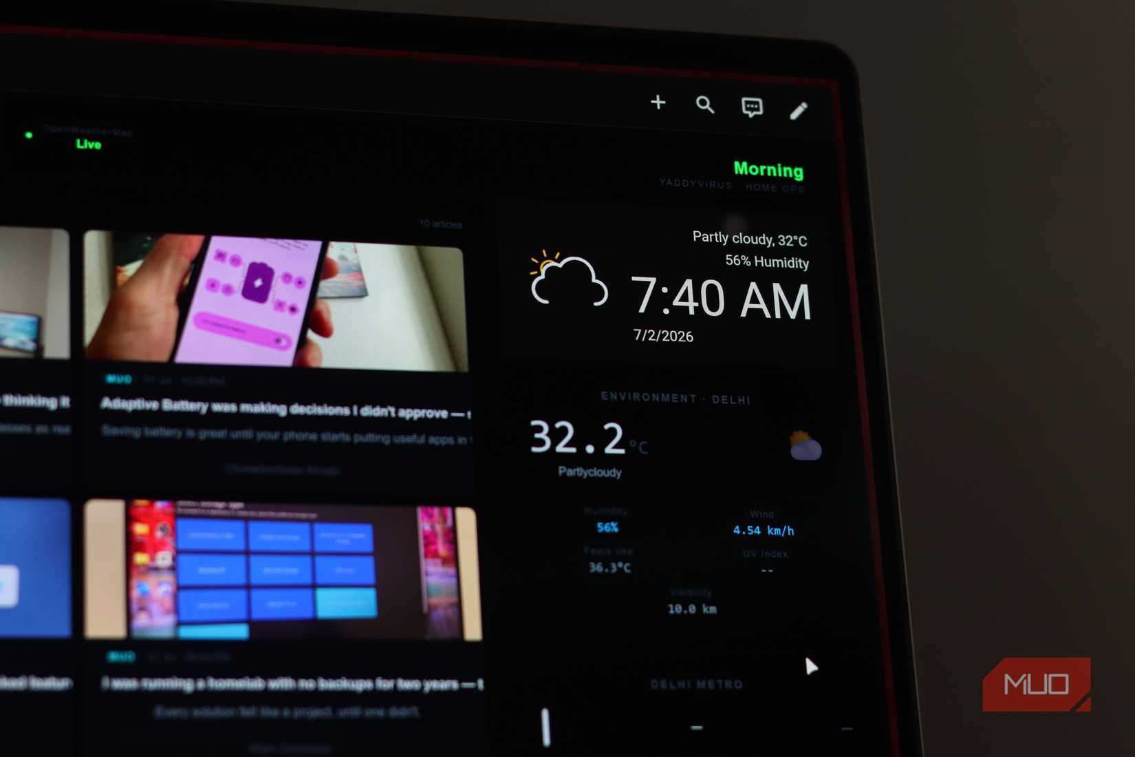 Weather widgets in Home Assistant dashboard.