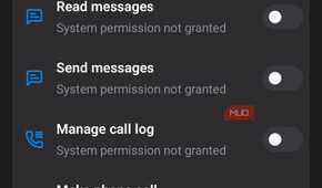 Web settings menu showing application permissions