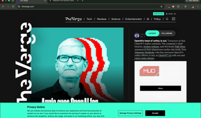 website showing the cookie banner before the extension