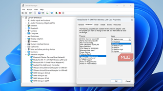 Wi-Fi adapter roaming setting in device manager