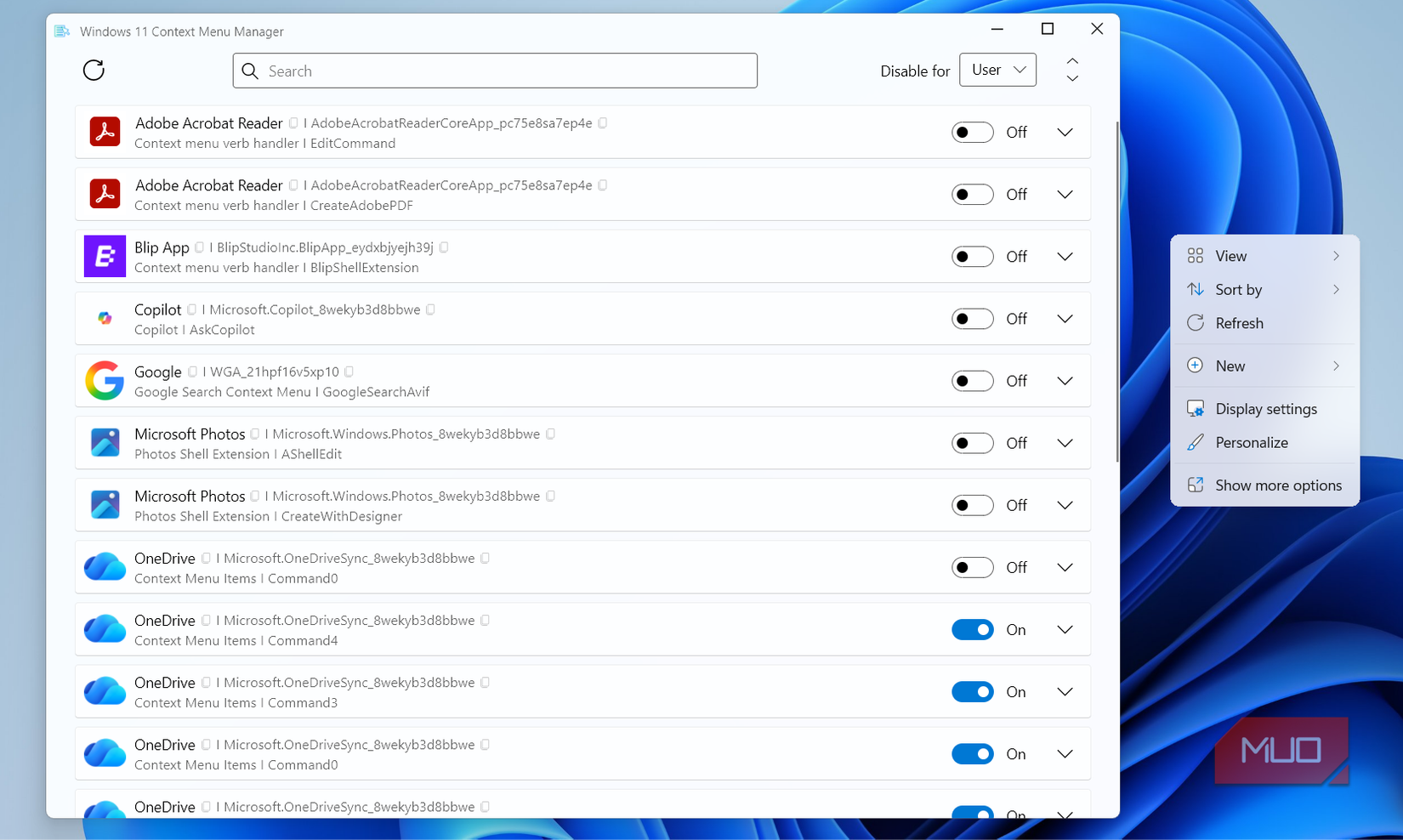 Windows 11 Context Menu Manager on Desktop