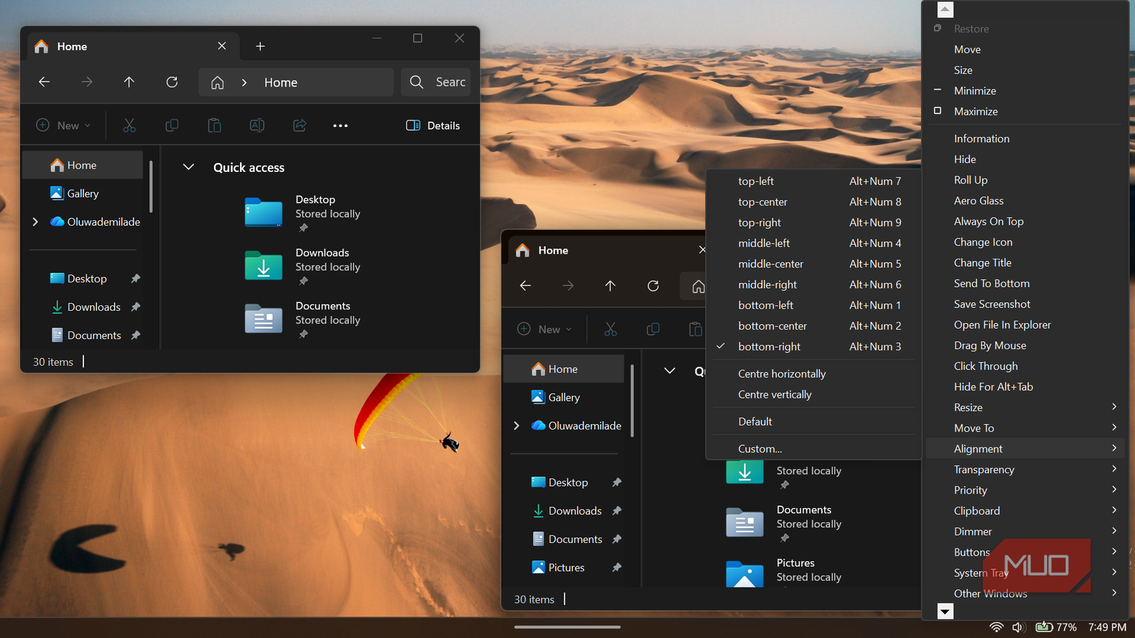 Windows 11 file explorer with SmartSystemMenu context menu