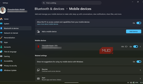 Windows 11 mobile devices settings screen