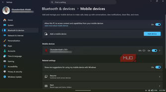 Windows 11 mobile devices settings screen