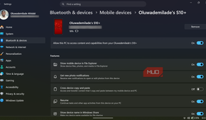 Windows 11 settings for connected mobile device