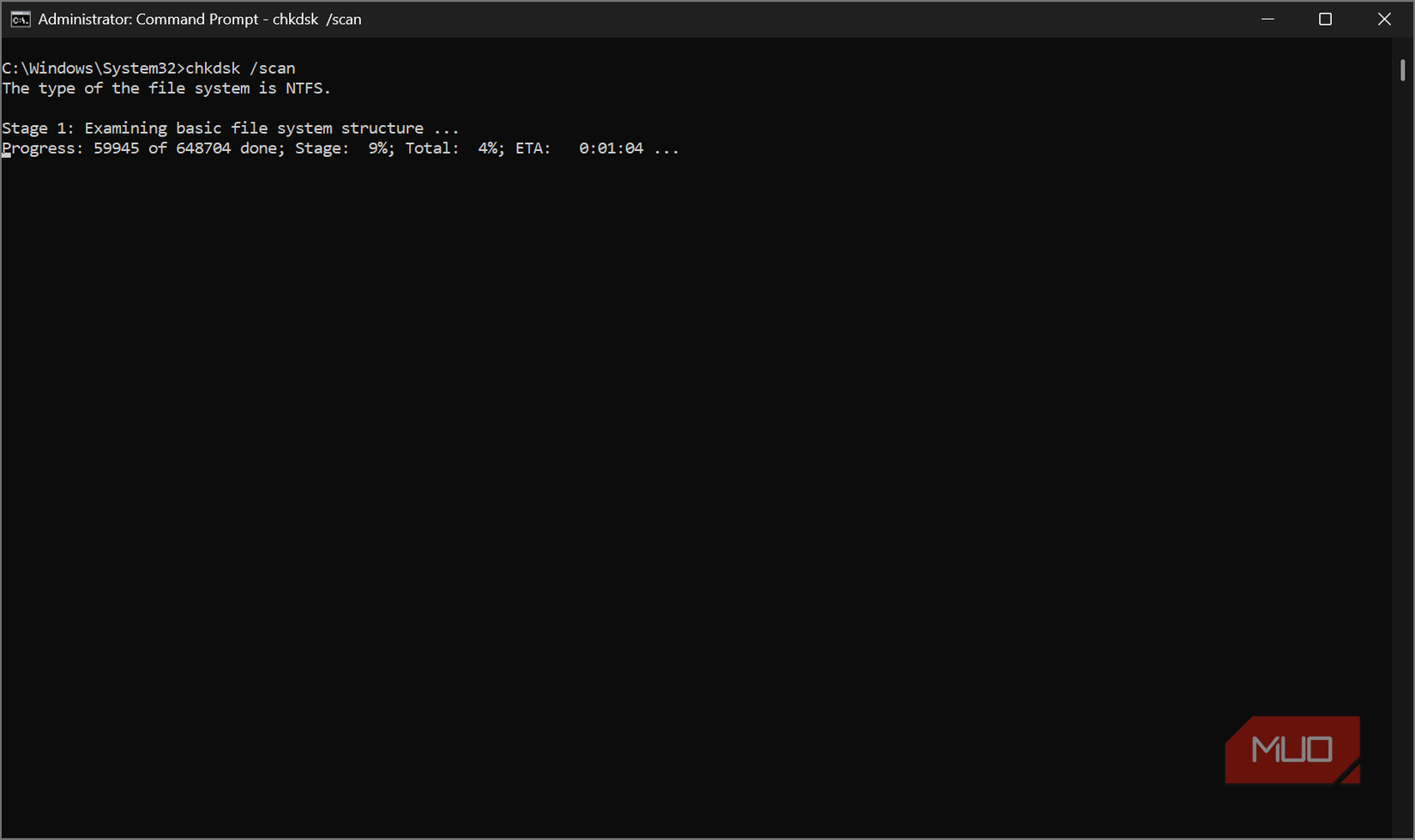 Windows chkdsk  scan