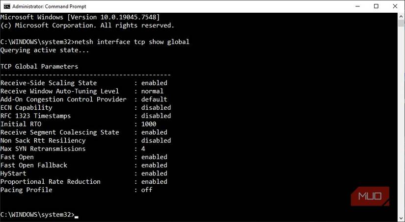 windows command prompt change packet size.