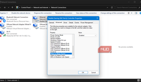 Windows network settings enabling Wake on Magic Packet for Ethernet adapter