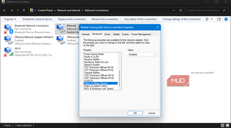 Windows network settings enabling Wake on Magic Packet for Ethernet adapter