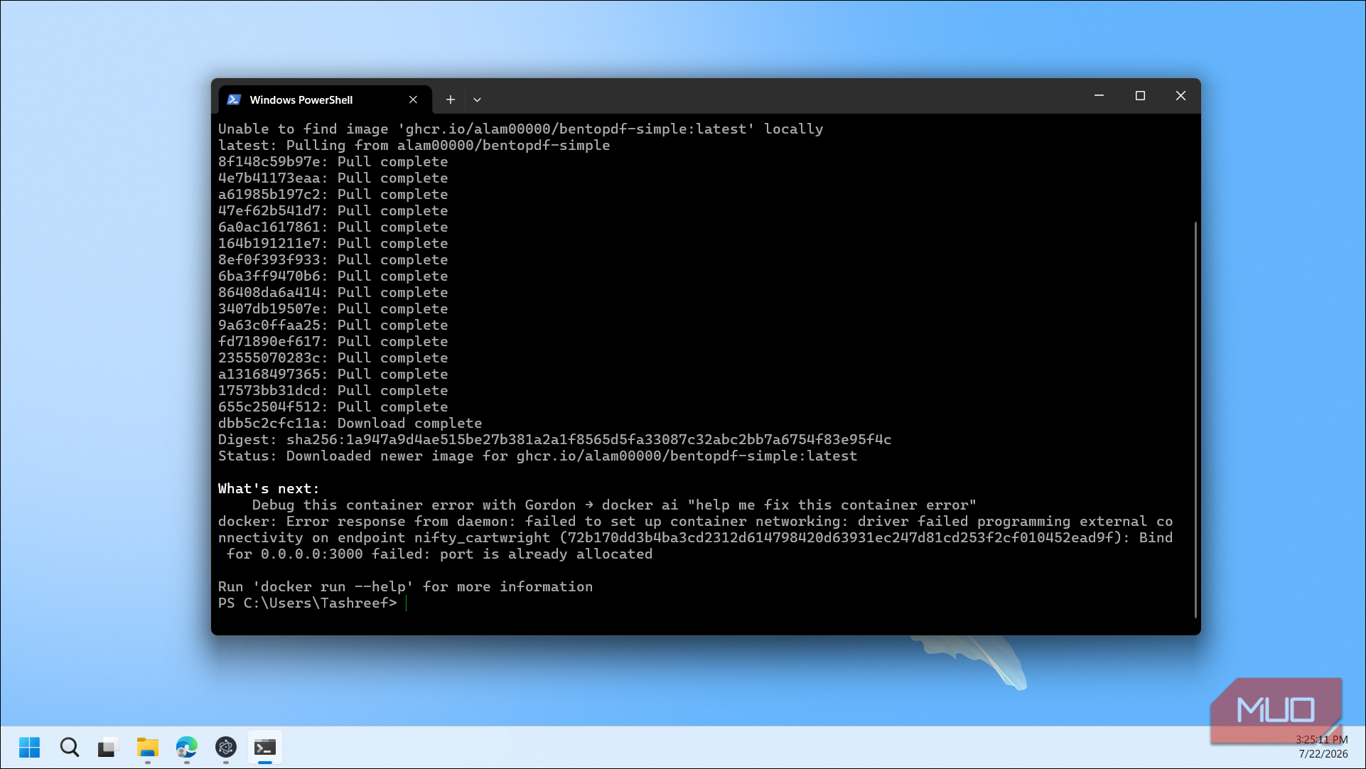 Windows Powershell Docker Container Error Port Already Allocated
