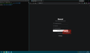 Windows Server VM running Beszel for the first time with create account screen