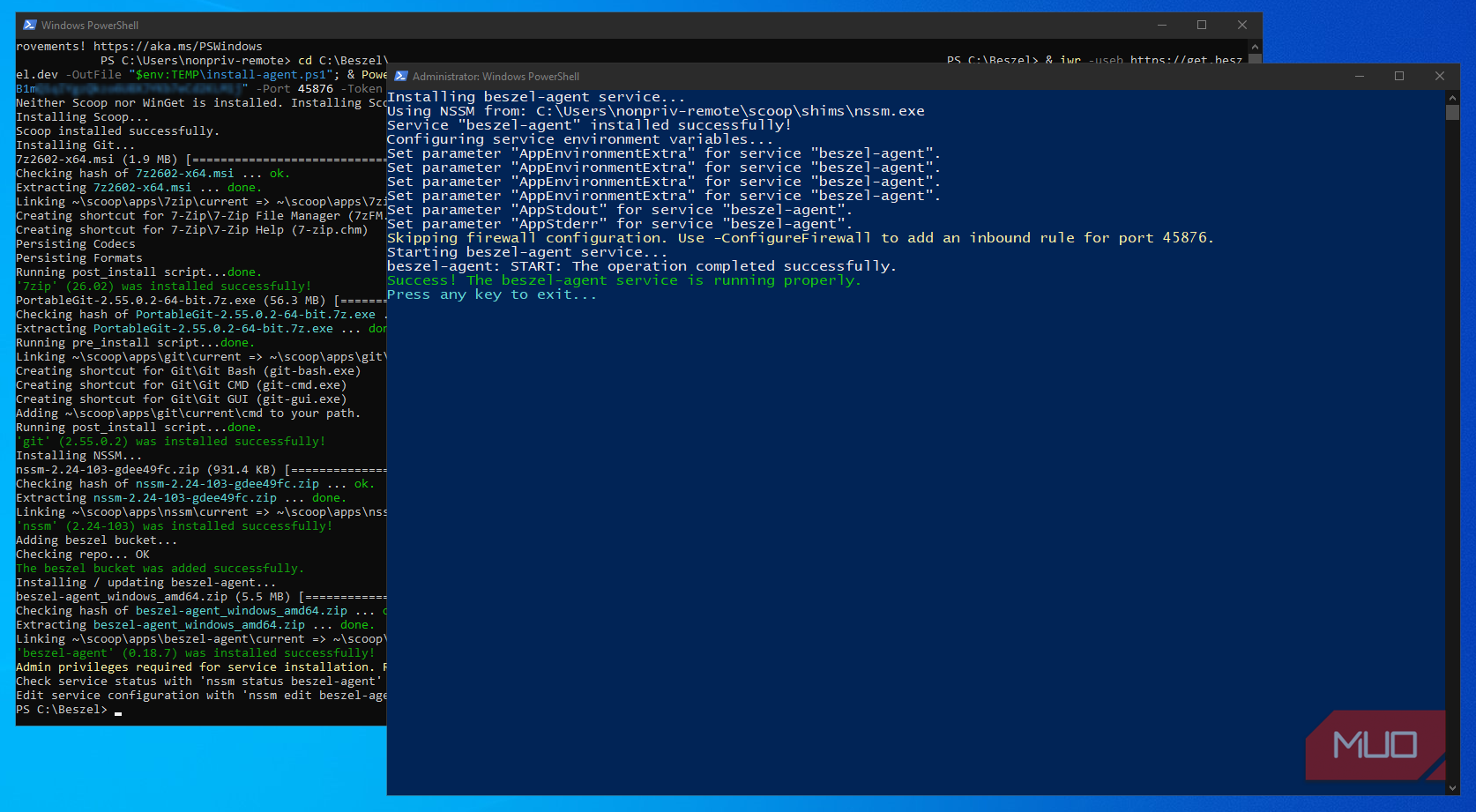 Windows Server installing the Beszel dashboard and agent