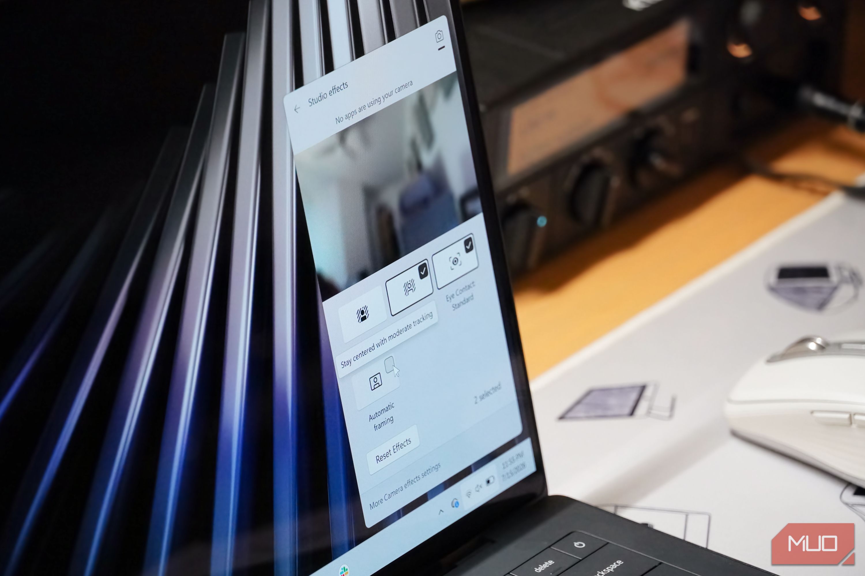 Windows Studio Effects panel in the quick settings of a Copilot+ PC. 