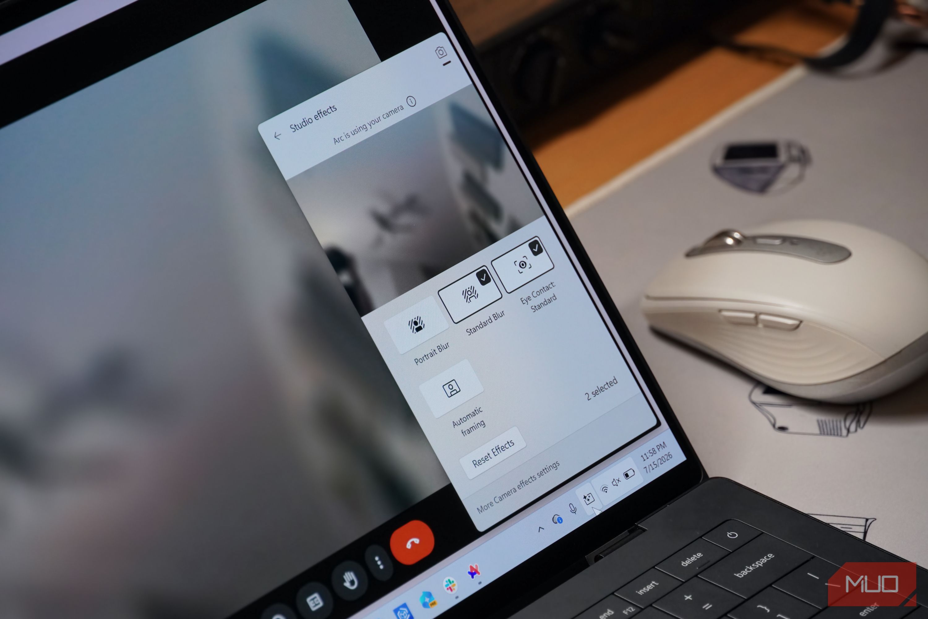 Windows Studio Effects on an XPS 14.