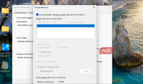 Windows virtual memory settings