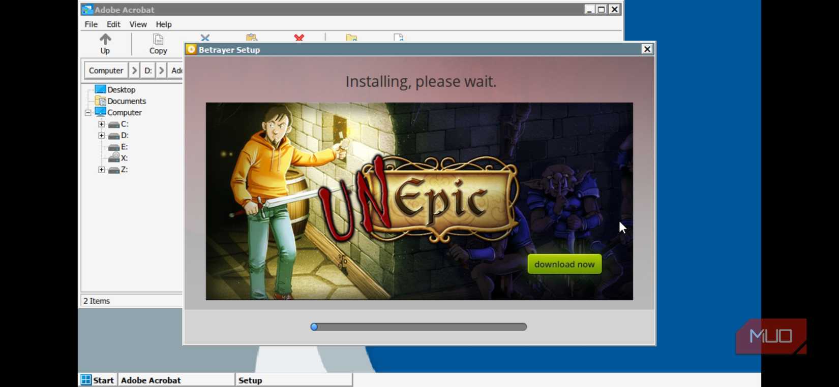 Betrayer game installing on Winlator on an Android phone