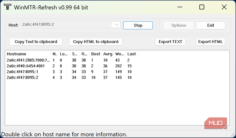 winmtr speed test tracing ipv6.
