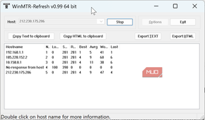 winmtr test 5 minute idle period stats