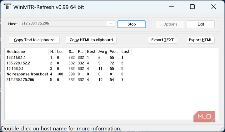 winmtr test after running speedtest with data spike