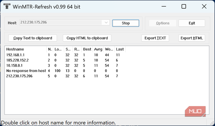 winmtr test start