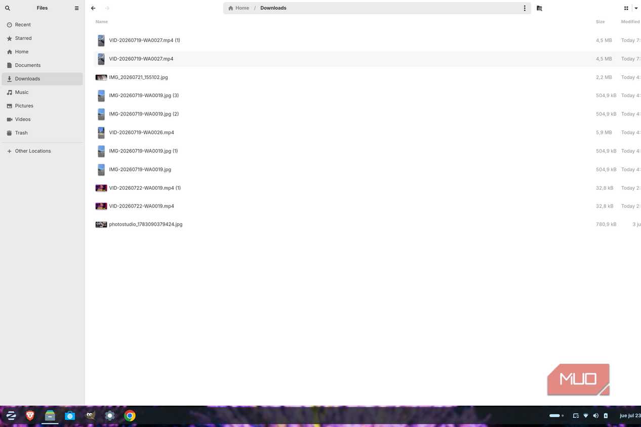 Zorin file manager showing downloaded files