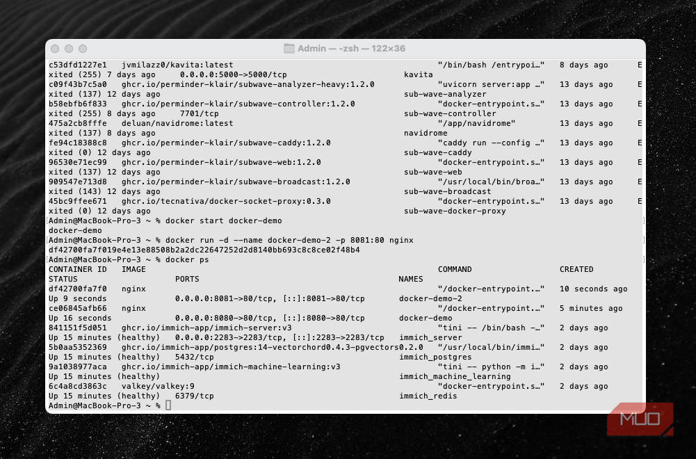 Running multiple containers from the same image.