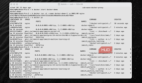Ports on the computer mapped to ports in containers.