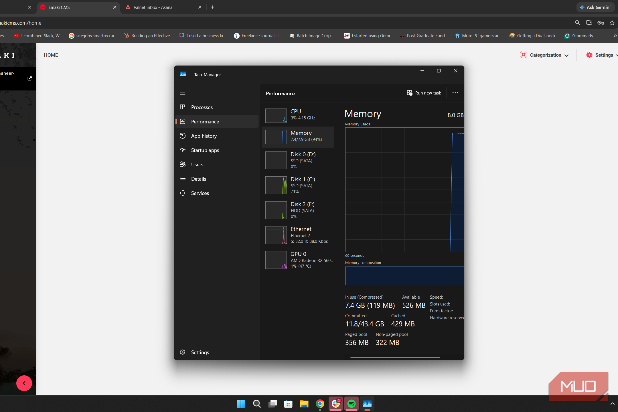 8gb RAM Usage 