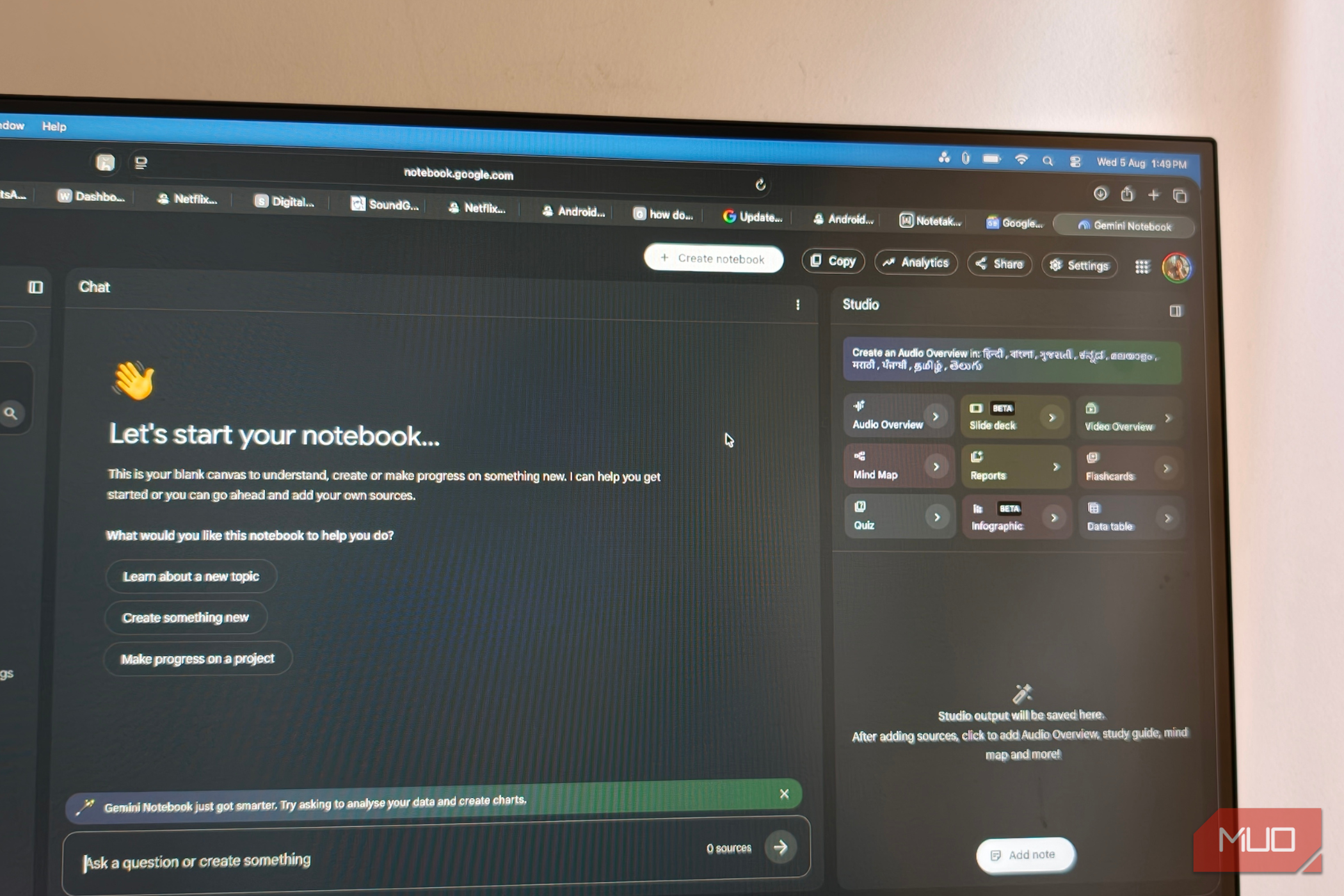 A notebook opened on Gemini Notebook on PC