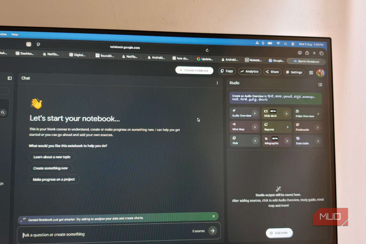 A notebook opened on Gemini Notebook on PC