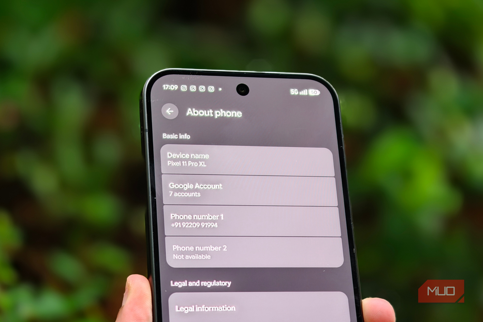 About phone page of the Google Pixel 11 Pro XL