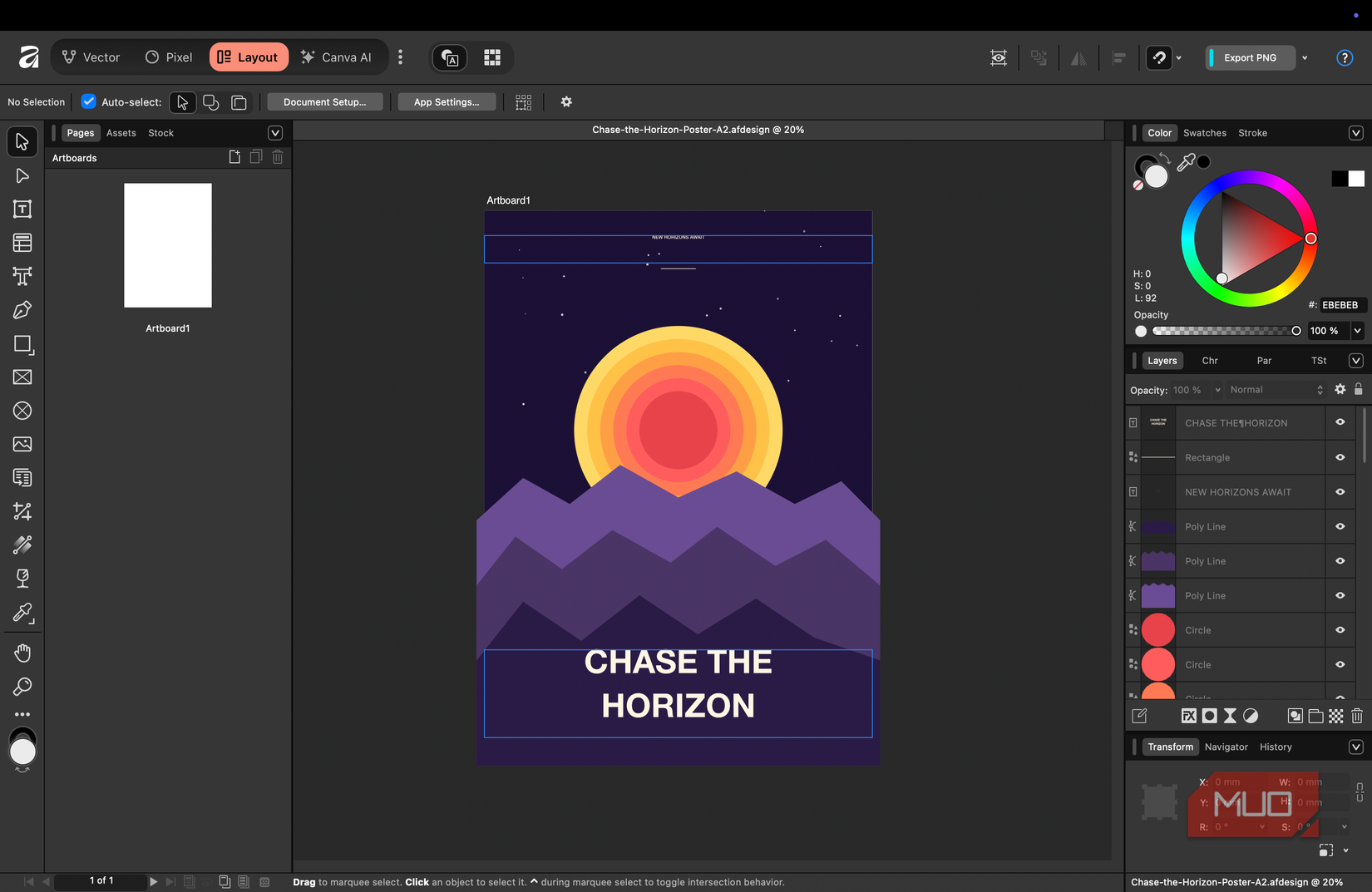 Affinity showing a design made using Claude Connector