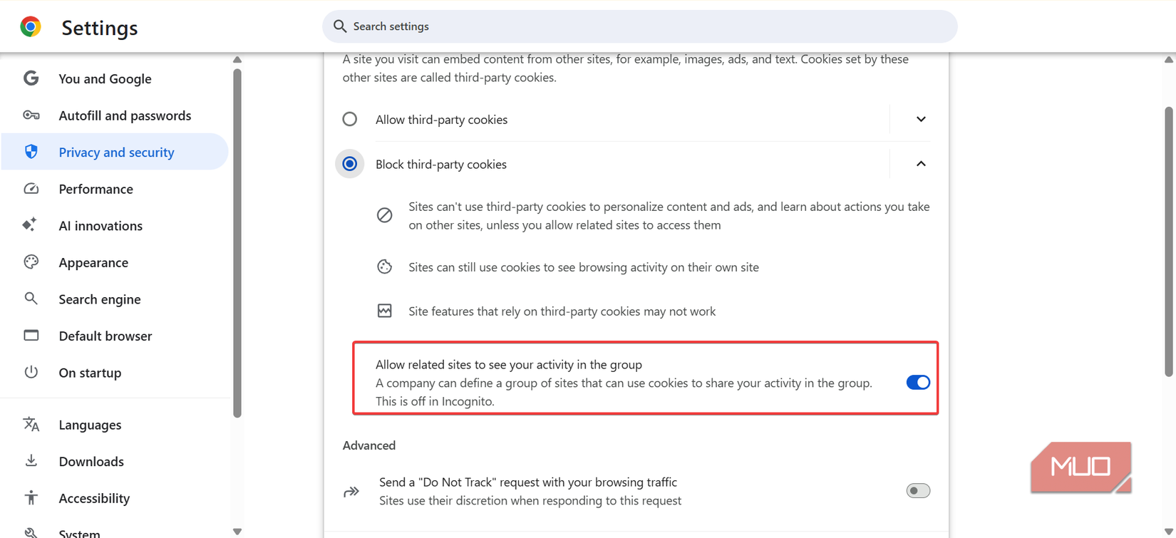 Allow related sietes to see your activity in groups