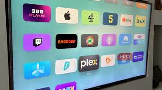 The Apple TV Home Screen showing the Plex app highlighted alongside the Infuse app