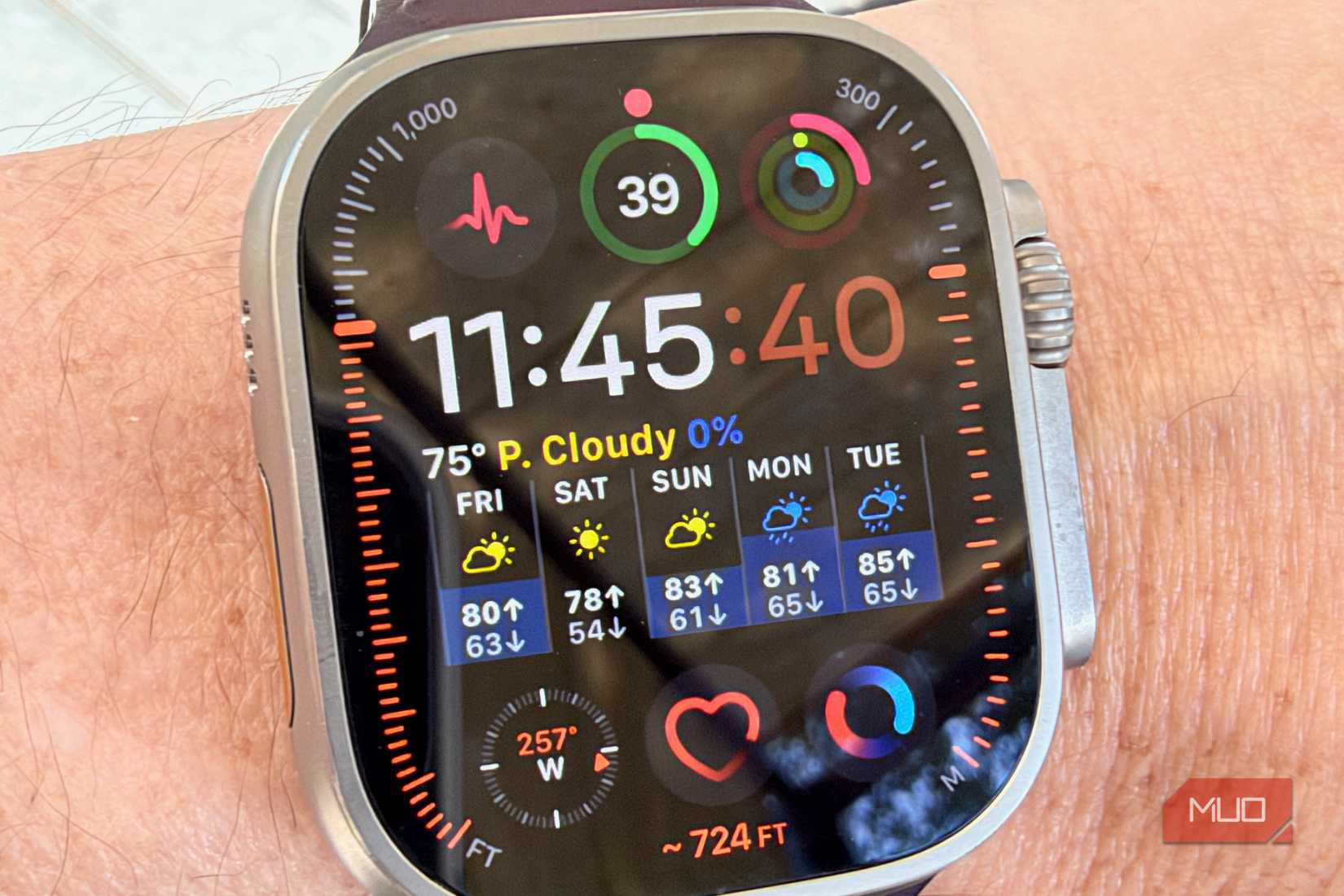 An Apple Watch Ultra 3 on a wrist.
