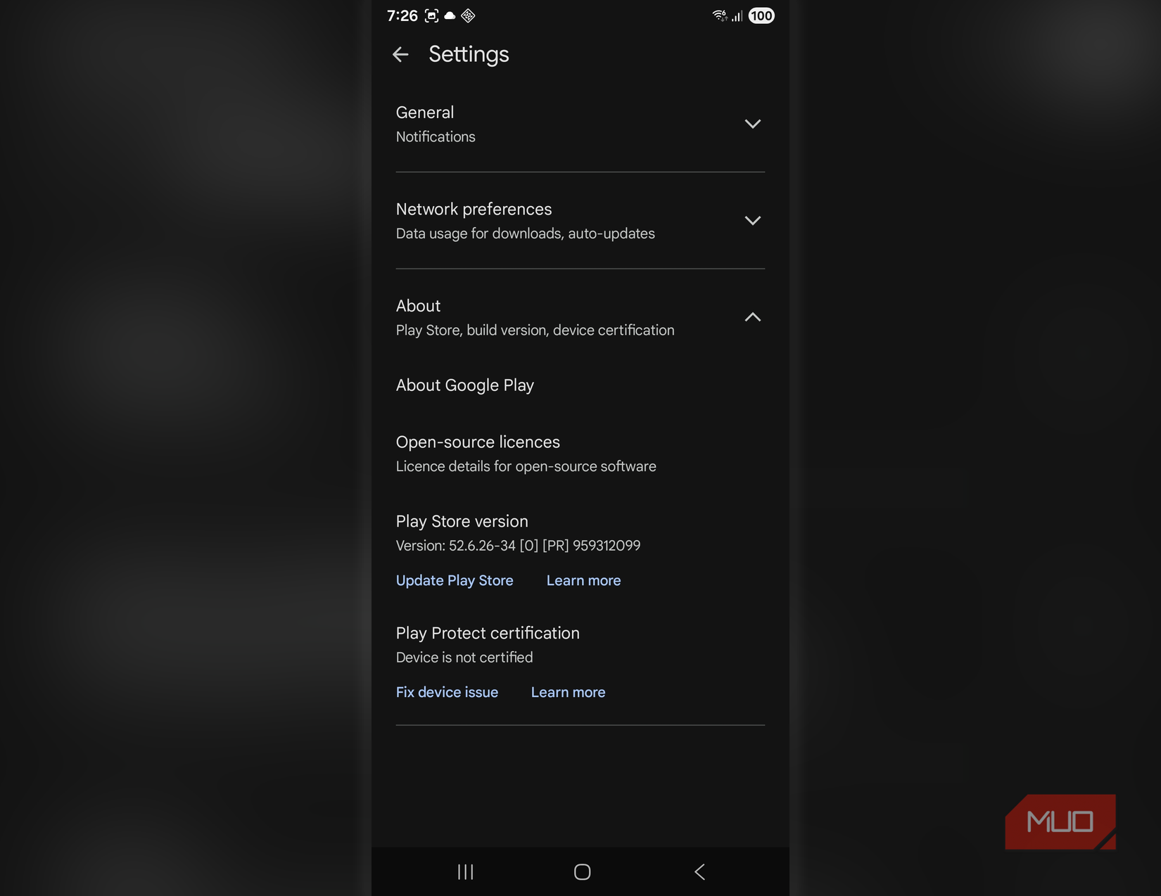 Google Play Certification failed, showing "device not certified"