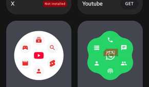 Widget gallery app showcasing home screen widgets for YouTube, WhatsApp, and TikTok in AsWidget