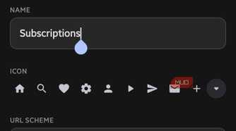 AsWidget Edit Shortcut screen displaying input fields for shortcut name and URL scheme