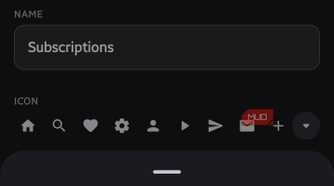 Edit Shortcut screen showing icon color customization palette at the bottom in AsWidget app