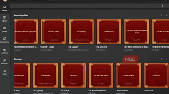 The home page on Audiobookshelf.