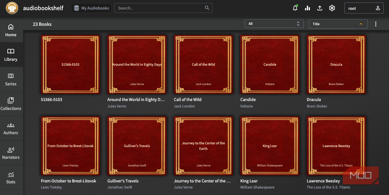 The library on Audiobookshelf.