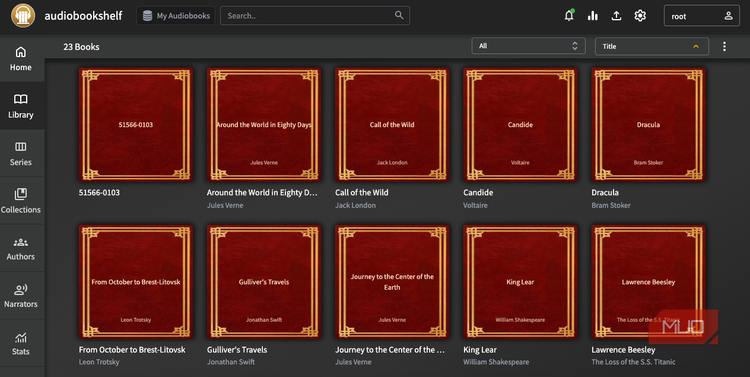 The library on Audiobookshelf.