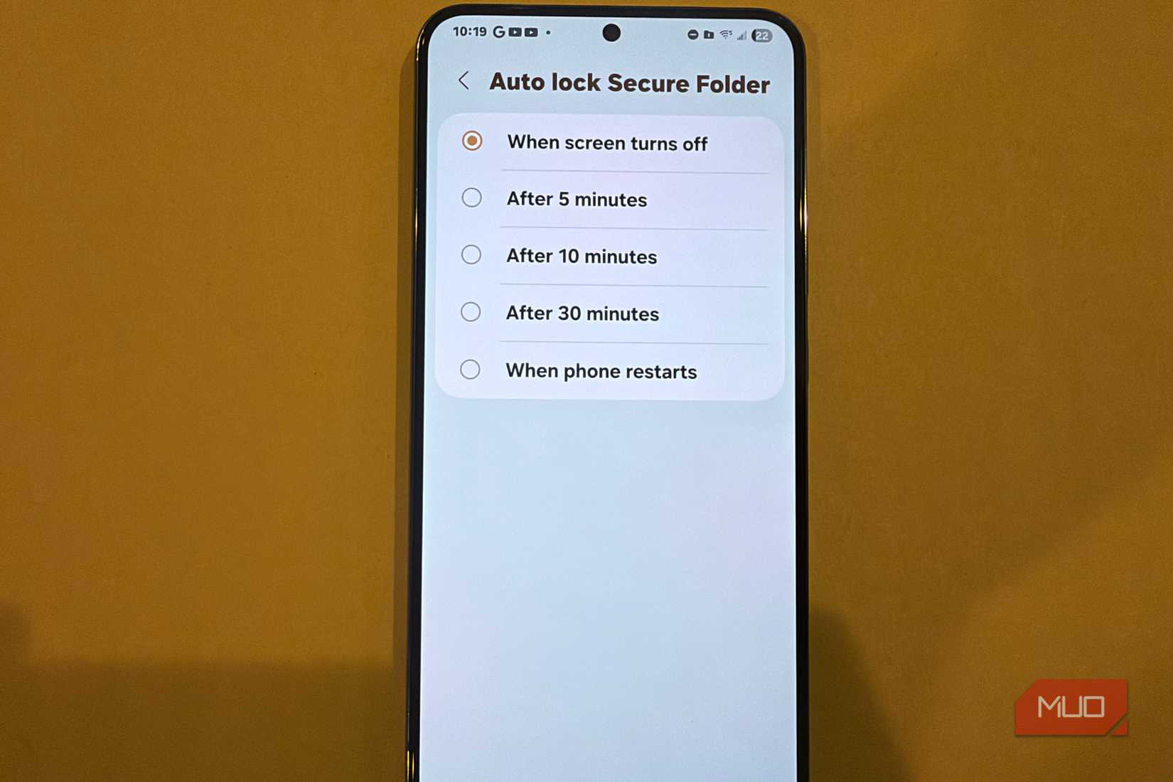 auto lock secure folder