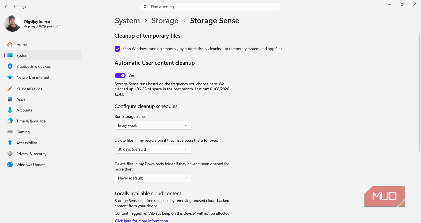 Automating temporary file cleanup with Storage Sense